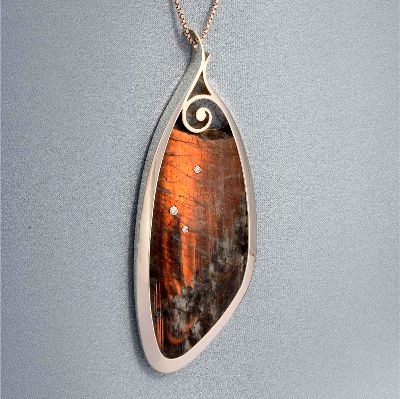 Wesley Harris - Labradorite Pendant with Diamonds