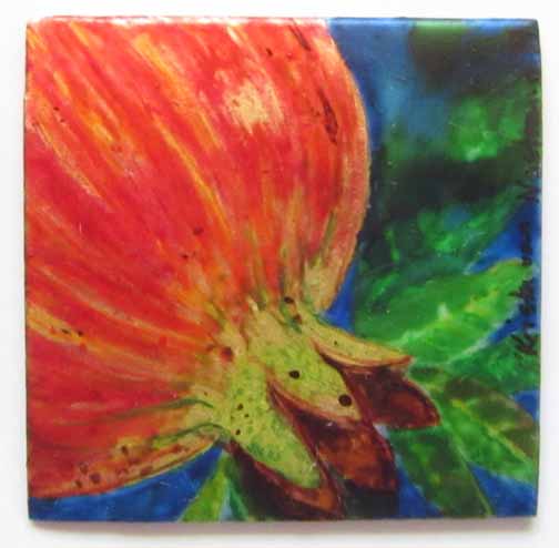 Krysta van Nostrand - small painting pomegranate for Christmas