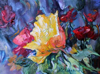 Flower Power Roses III - an oil painting by Natalia Charapova