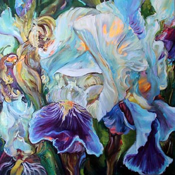 >Gift from the Garden - Irises. An oil painting by Natalia Charapova