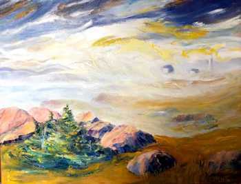 Cape Spera in Fog , original oil painting by Brenda McClellan