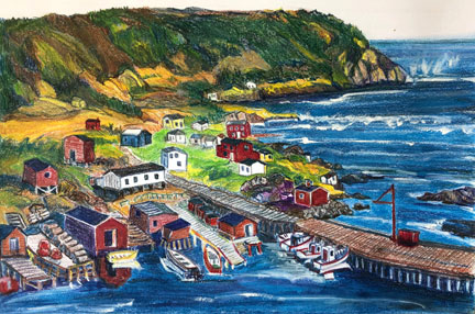 Original art by Sylvia Bendzsa - Whales in the Cove