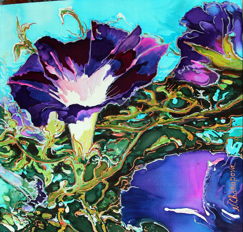 dye on silk painting by Natalia Charapova