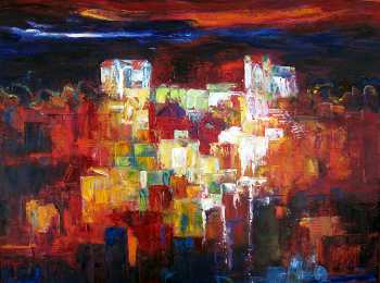 City Lights I, Original oil painting by Brenda McClellan